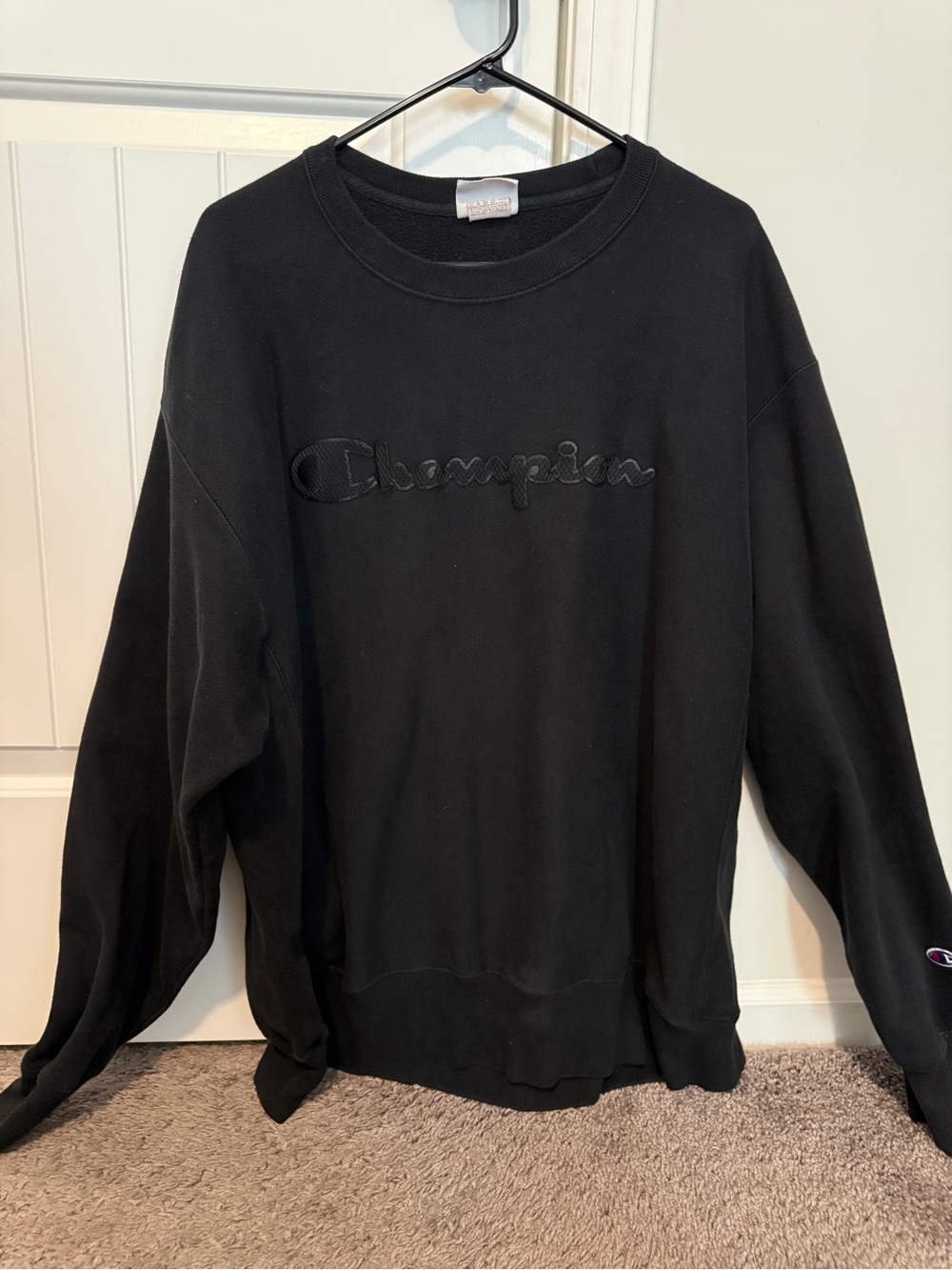 Vintage Champion Men's Black Crewneck Sweatshirt